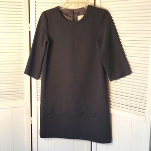 KATE SPADE  BLACK MINI?DRESS SZ0  with 3/4 LENGTH SLEEVES